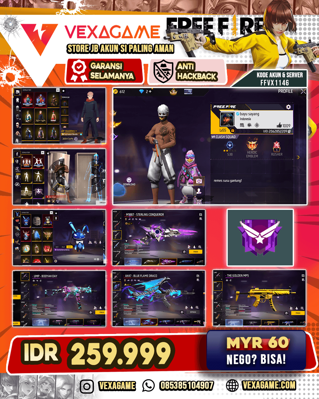 SG STERLING CONQUEROR LV 7 |  AK47 FLAME DRACO | VAULT  250 ++