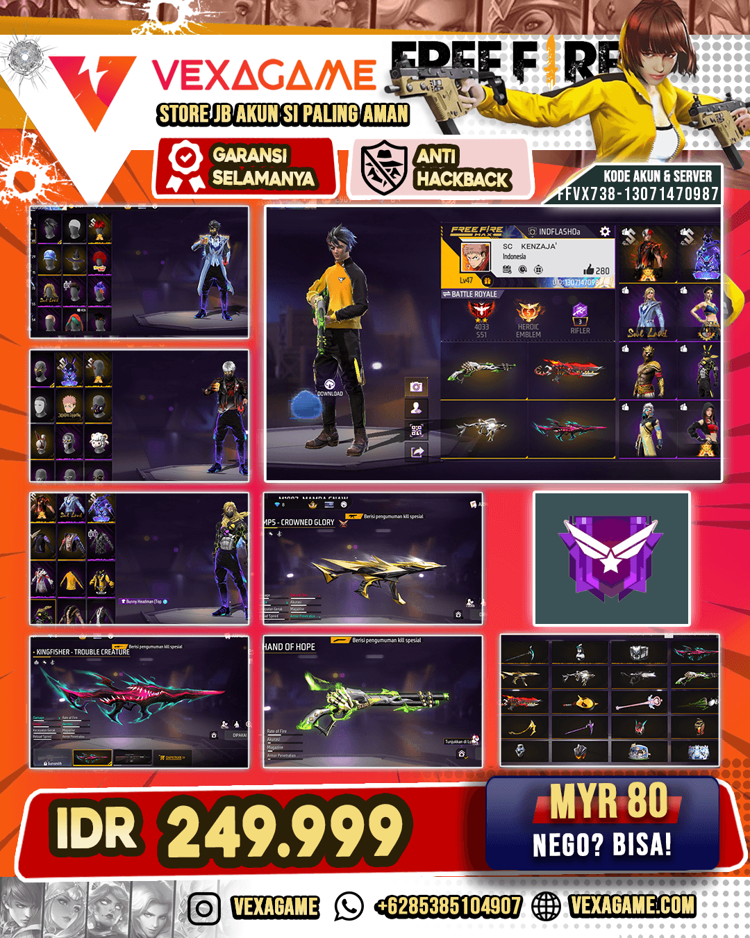 Bundle Galactic | Bunny Headman Top | KINGFISHER Trouble Creature | MP5 Crowned Glory | SG Lumut |