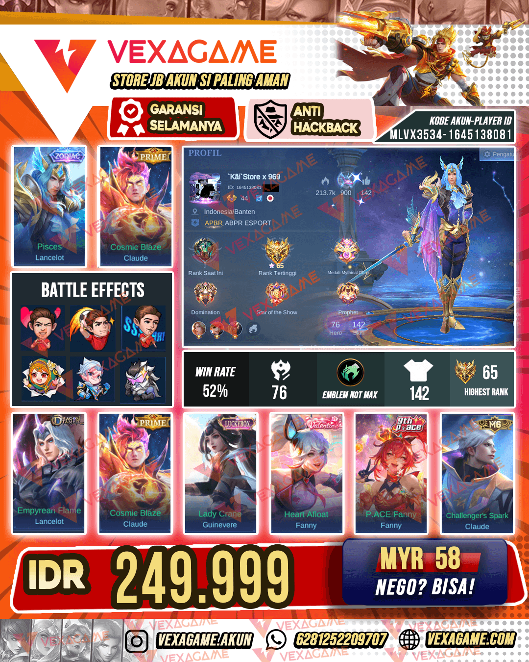 Lancelot Zodiac | Claude Prime `(AKUN DI HB)