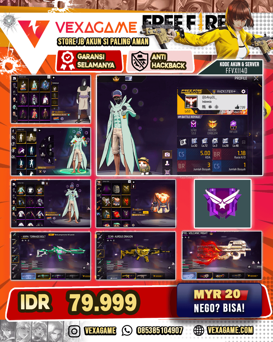 SG Mamba | Bundle Obito | AN94 Tornado Bolt | SCAR Aurous Dragon | P90 Volcanic Might