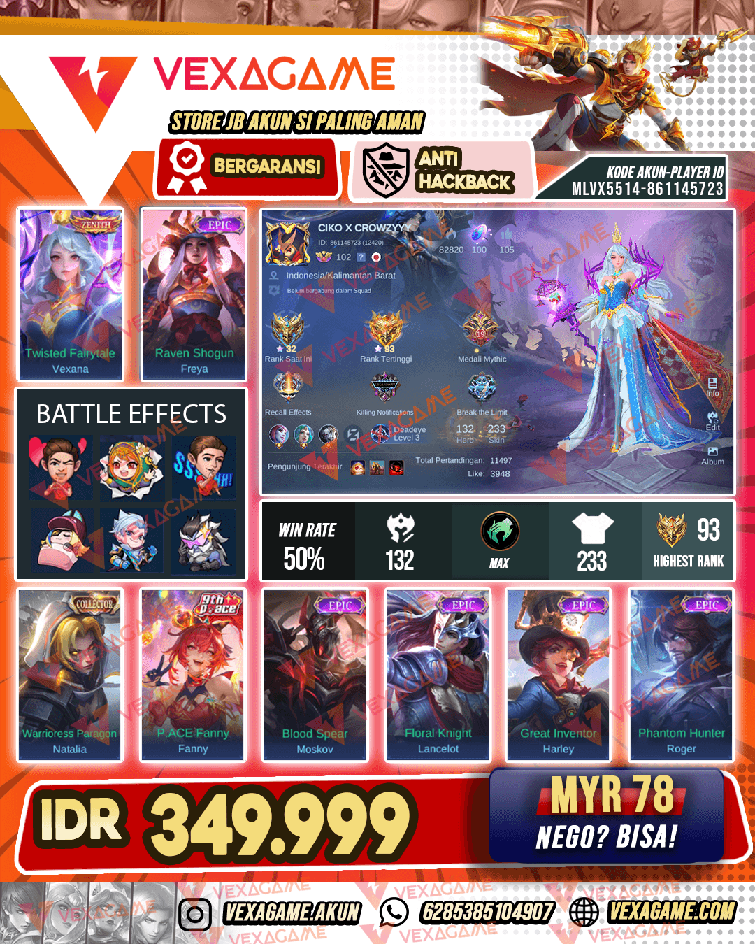 Vexana Zenith | Freya Epic | Emblem MAX & Hero MAX