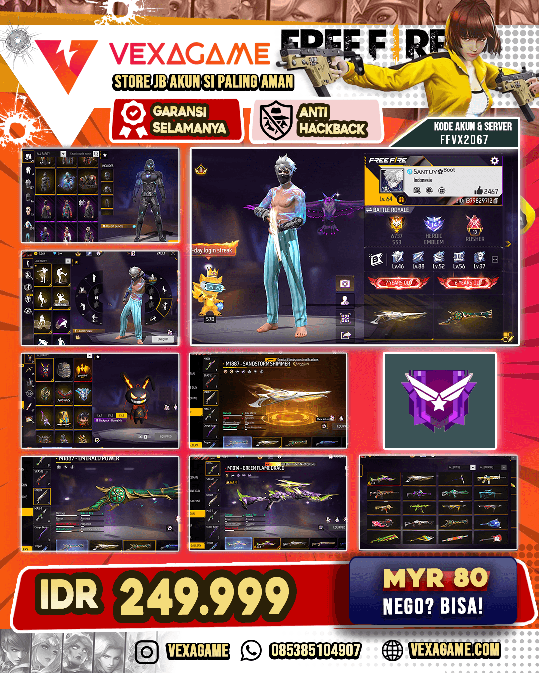 Rambut Kakashi ON | SG Panjang Evo Lv 4 | SG Gurun | SG Terompet | AUG Aqua Firetaming