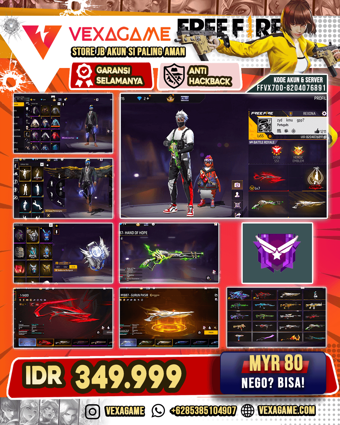 SG Panjang Evo MAX | SG Lumut | SG Gurun | BackPack Voidborne | Emote Crimson Doom | Celana Angel | Vaul 100+