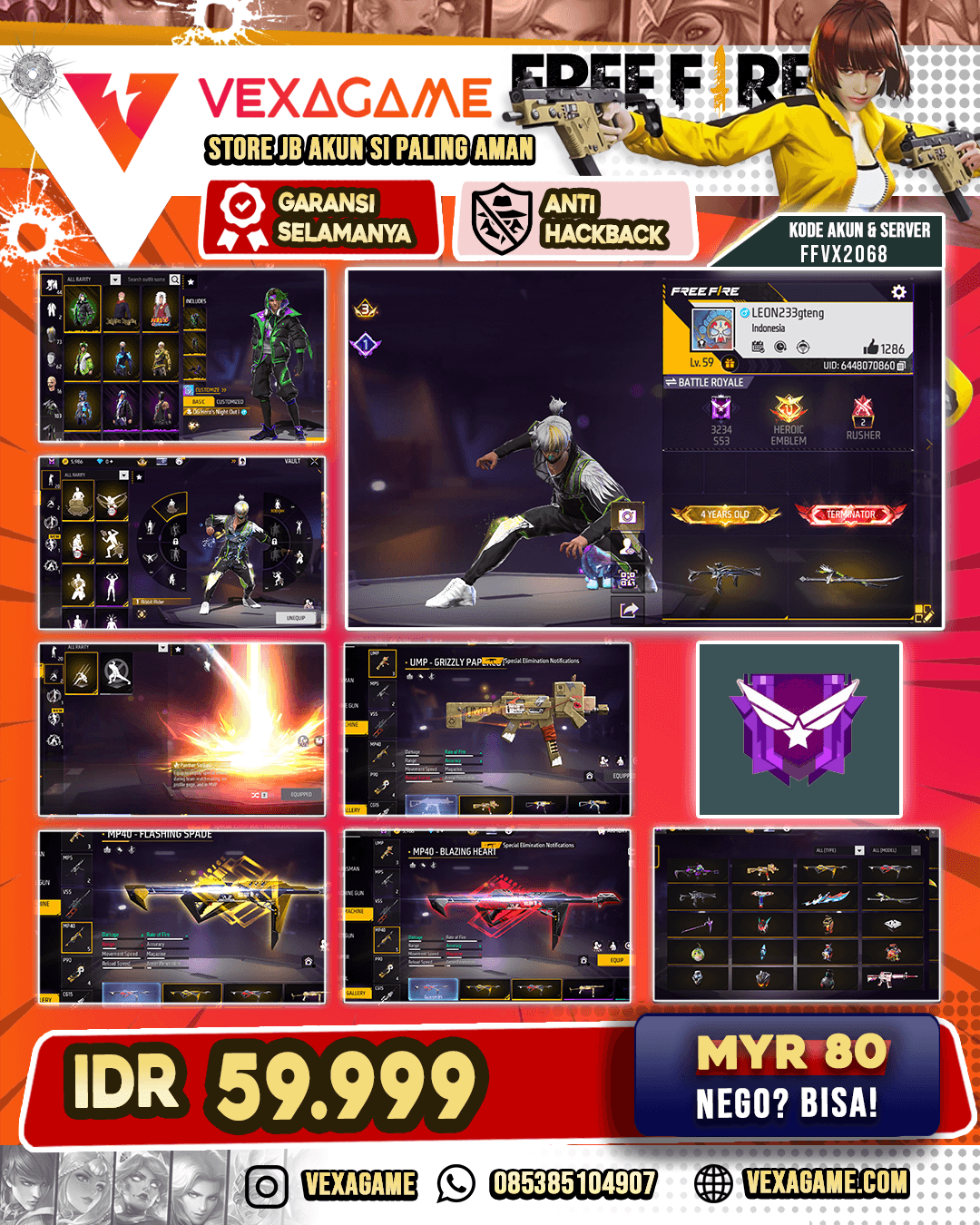 Celana Angel Hijau | XM8 Posion Pumpkin | UMP Grizzly Papercut | MP40 2 Rasa