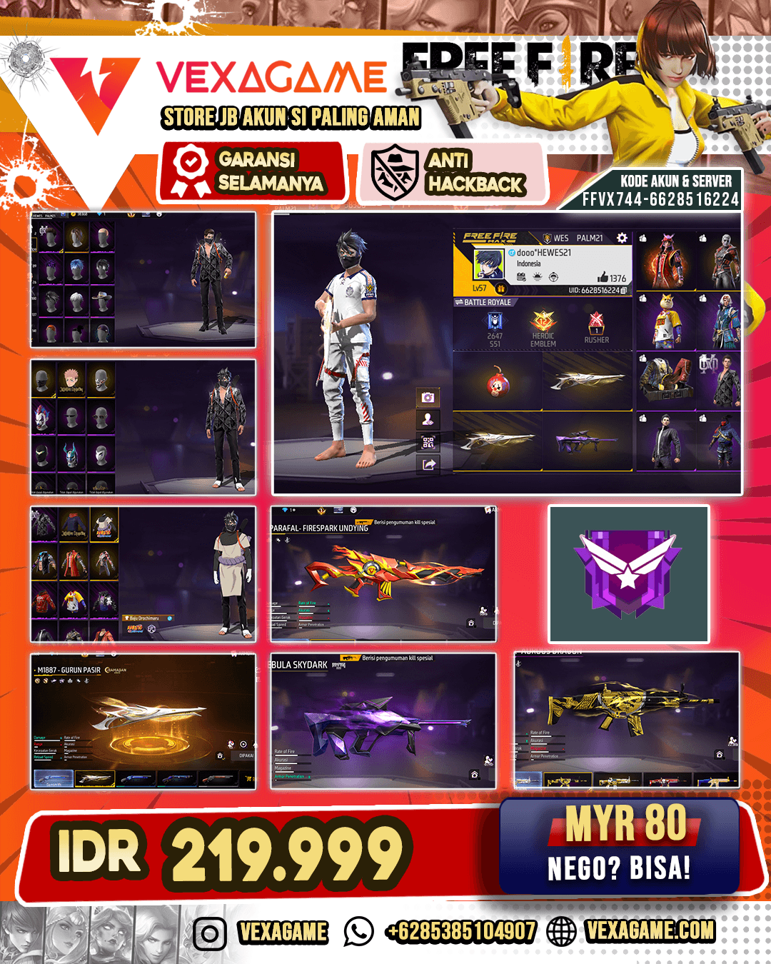 SG Gurun | Bundle Orochimaru | SG Mamba | AUG Aqua Firetaming | SCAR Paradise | Vault 150+