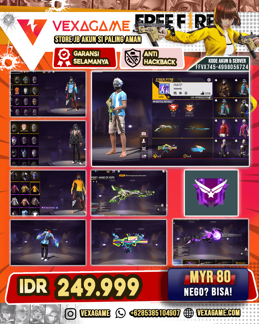 Drachen Fist Lv 5 | Groza Bang! Popblast Lv 5 | SG Lumut | AC80 Phantasmal Grasp | AK47 Unicorn's Rage | CS Rank S37 | Vault 150+