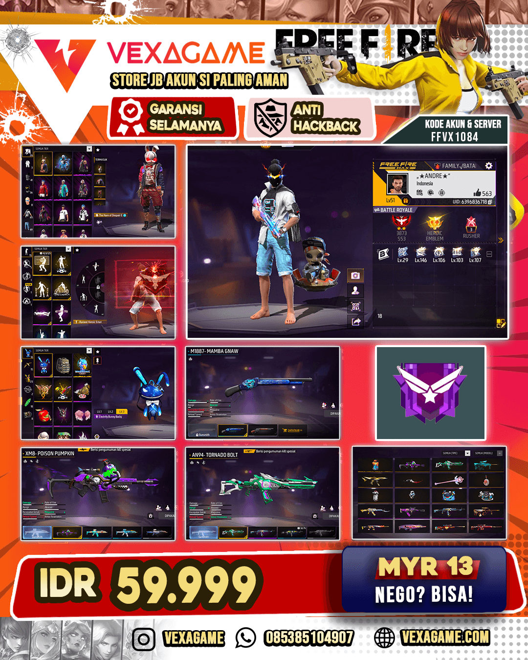 SG MAMBA | XM8 INCUBATOR | AN94 INCUBATOR | TAS BUNNY BIRU | VAULT 60+