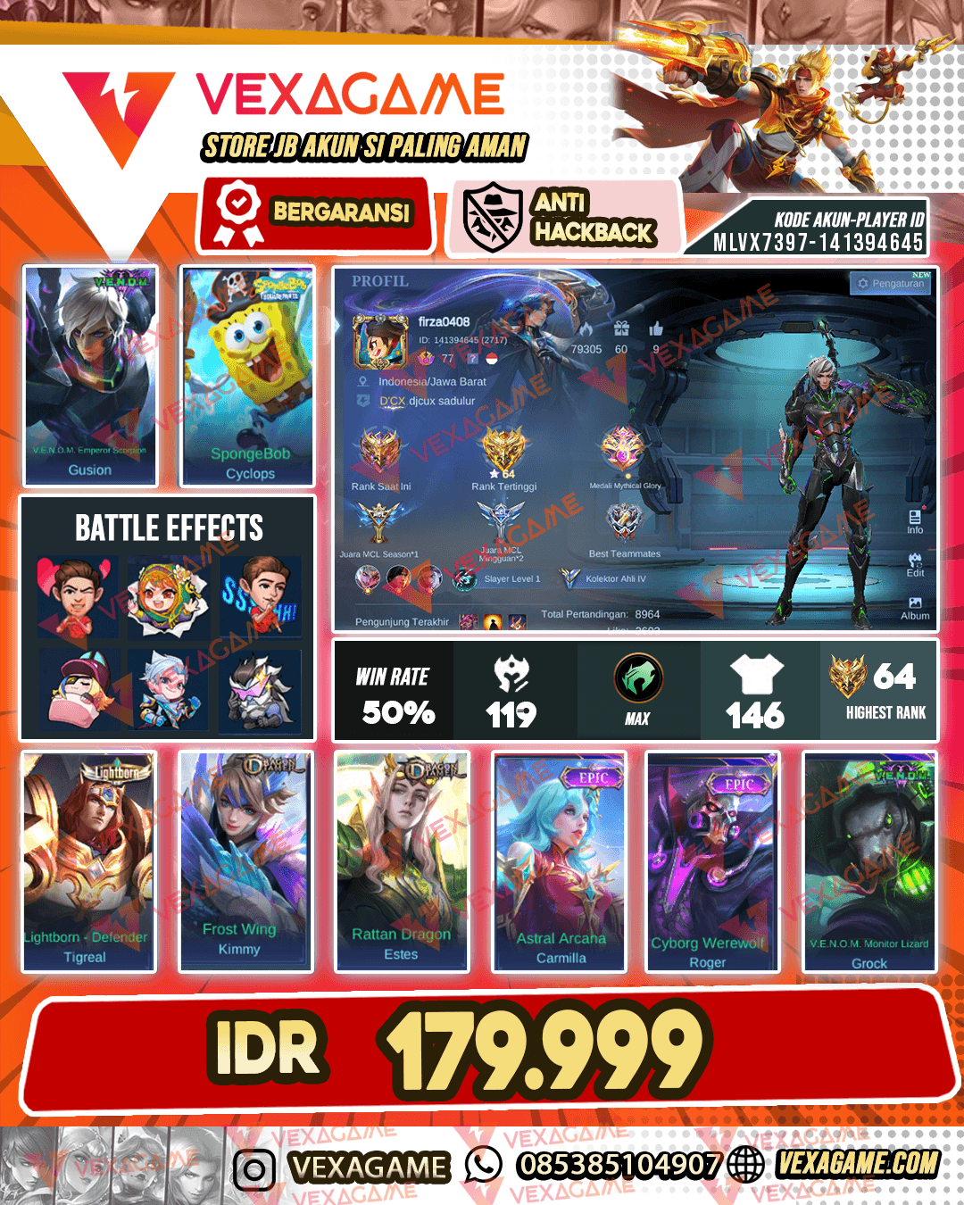 Gusion Venom X Cyclops Spongebob | Emblem MAX