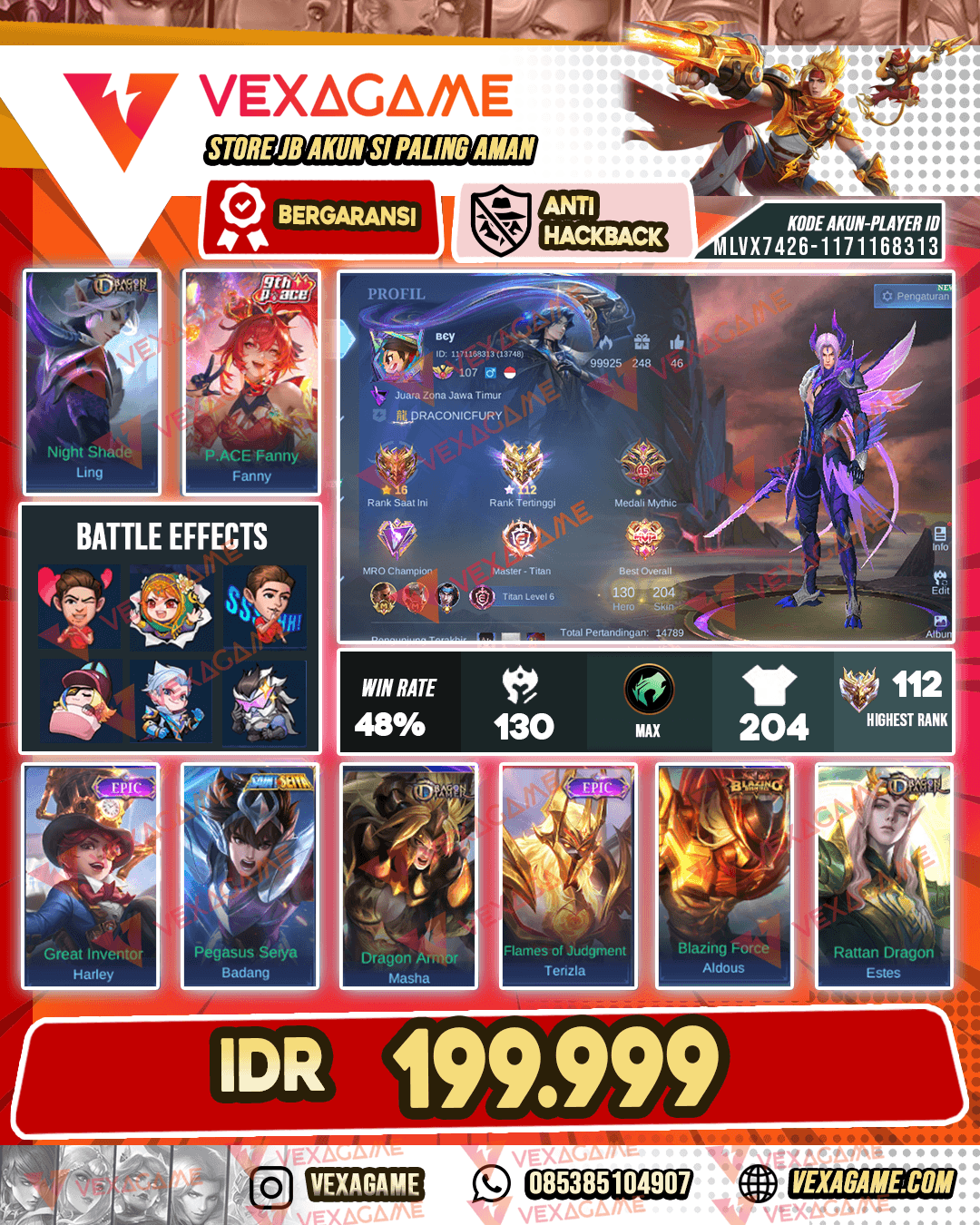 Ling Dragon Tamer X Fanny P ACE | Emblem MAX | Ex Immortal
