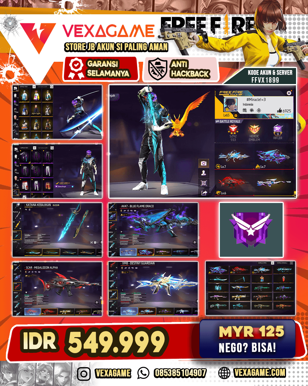 3 EVO MAX 2 | EVO AK47 - XM8 MAX | EVO SCAR GEMUK | VAULT OTW 500 | KATANA ON | CELANA ANGEL BIRU ON
