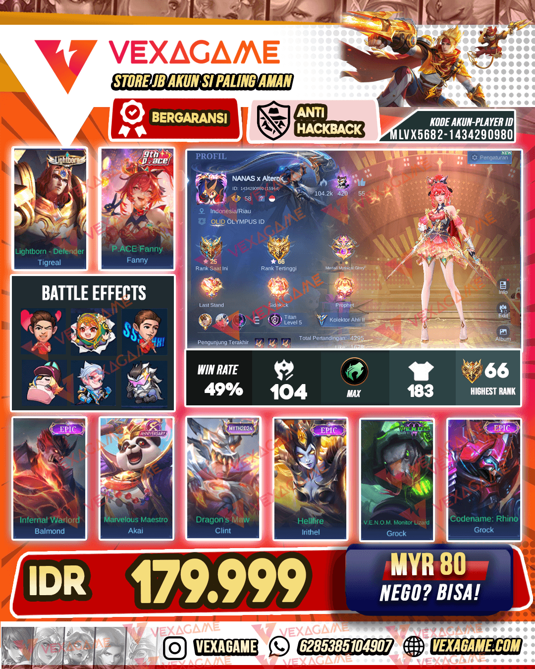 Fanny Pace | Tigreal Lightborn | Emblem Max