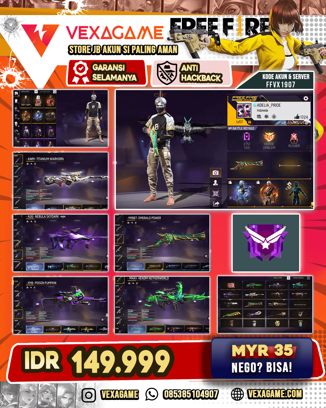 SG 4 RASA | SGTEROMPET | AWM TITANIUM WARTHORN | VAULT 0TW 150 | BUNDLE JJK | BUNDLE NARUTO | NYEKER ON | BACKPACK BUNNY