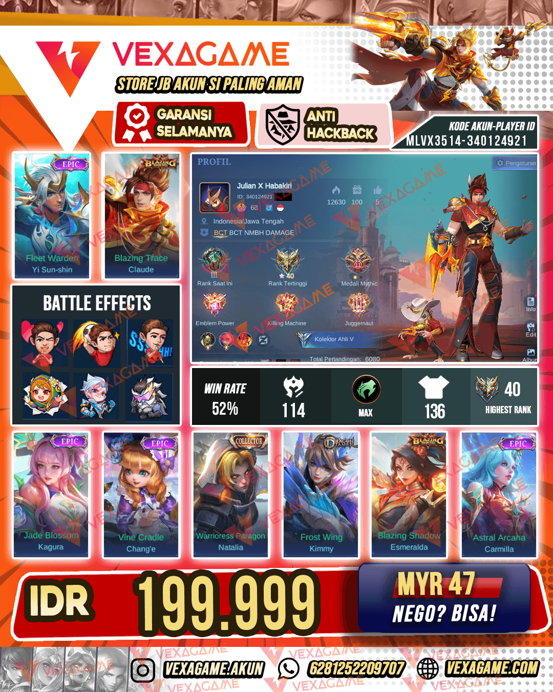 Claude Blazing | Yss Epic (AKUN KE HB)