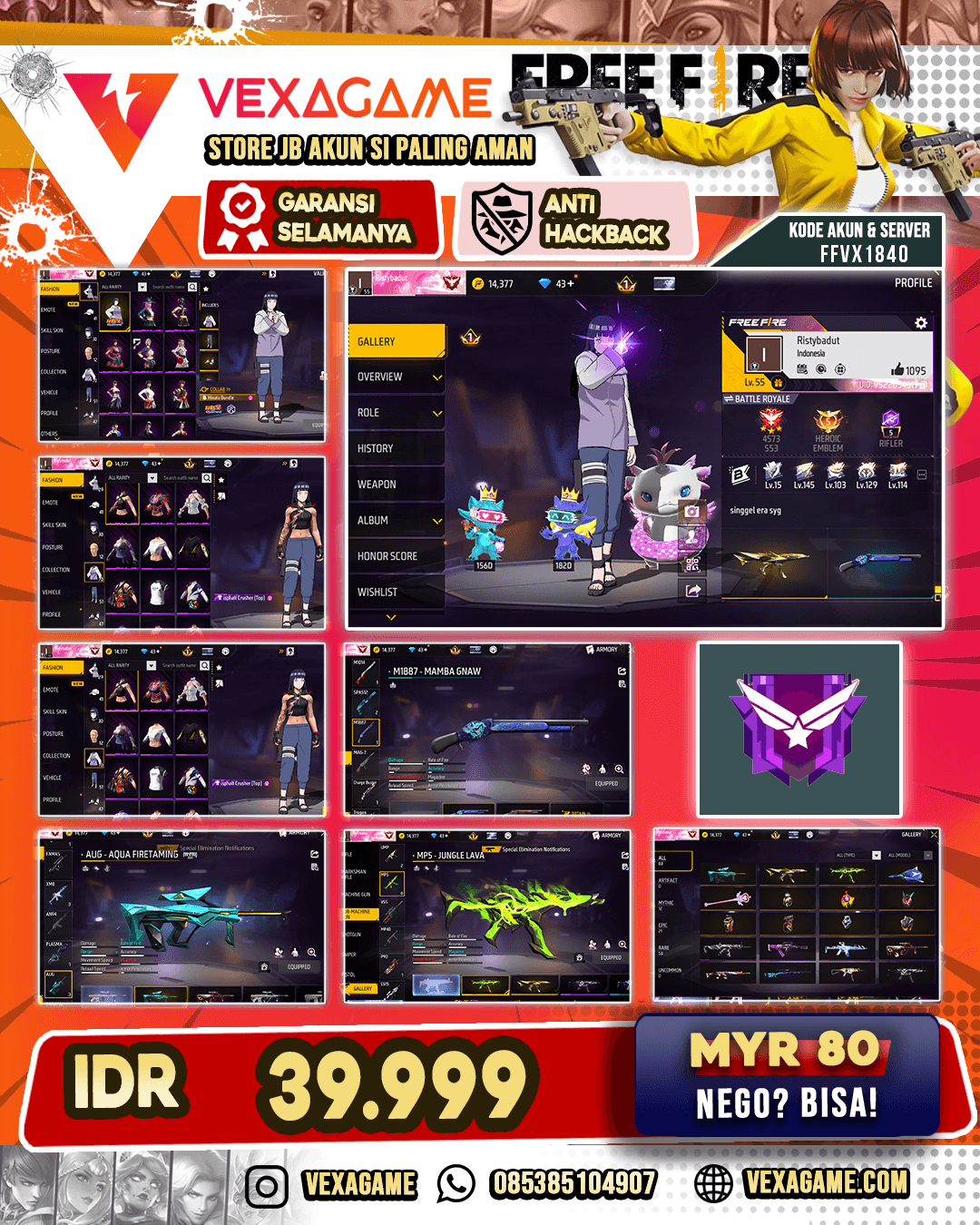 Bundle Hinata | AUG Aqua Firetaming | MP5 2 Rasa | SG Mamba