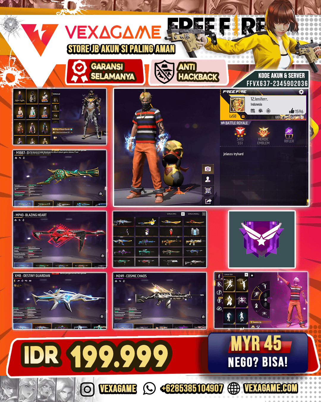 SG TEROMPET | EVO XM8 OTW MAX | MP40 INCUBATOR | AC80 ROYAL WARRIOR |   M249 COSMIC CHAOS | VAULT 200++ | CELANA PENJARA  ORANGE