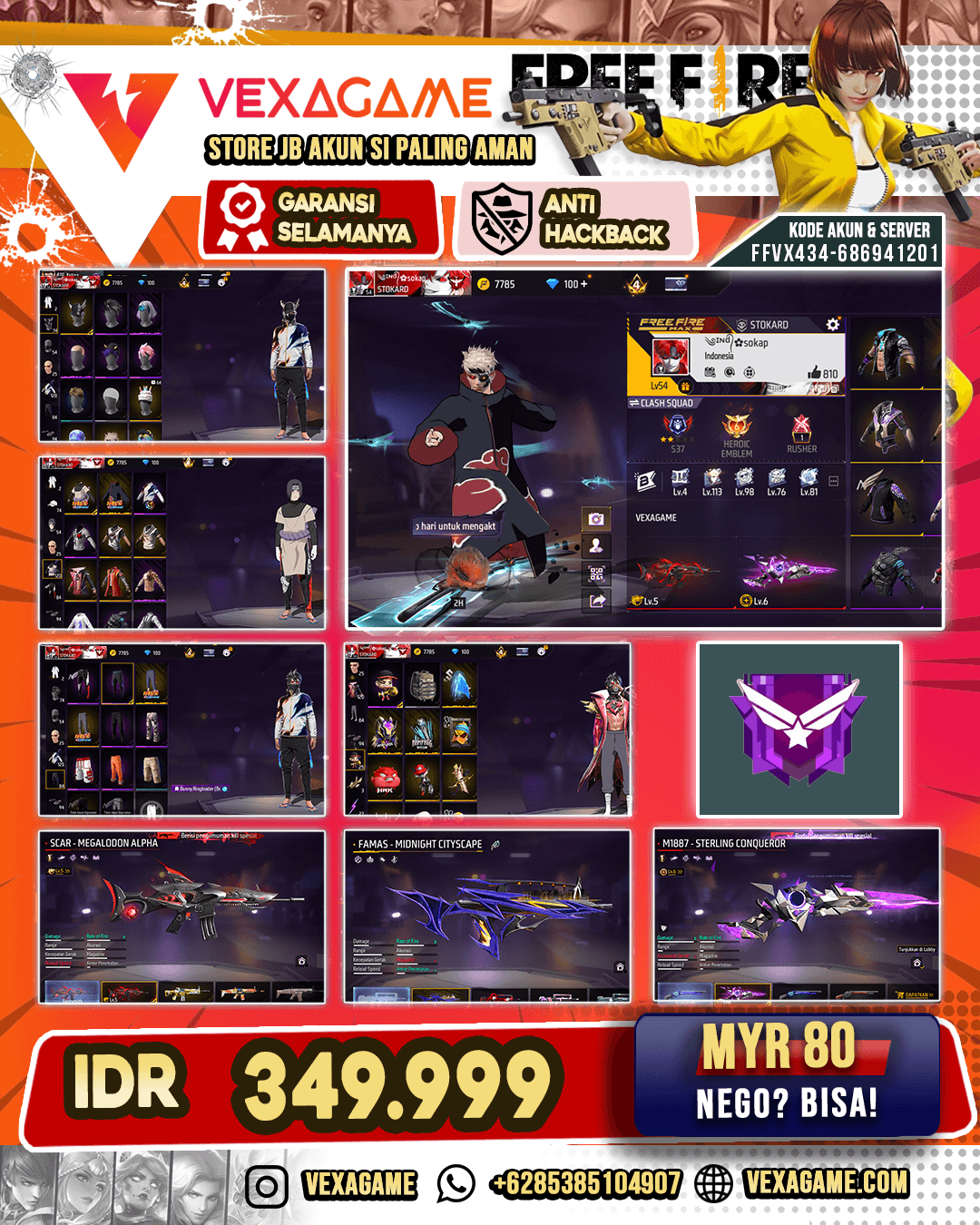 SCAR Megalodon Alpha LV 5 | SG Sterling Conqueror Lv 6 | FAMAS Midnight Cityscape | Vault 100+