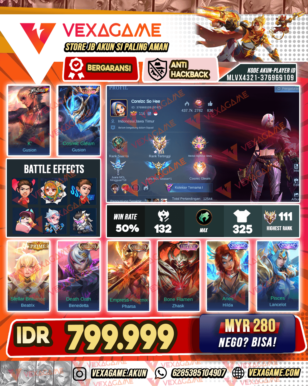 Gusion KOF X Legend | Benedetta X Parsha CC | 4 Zodiac