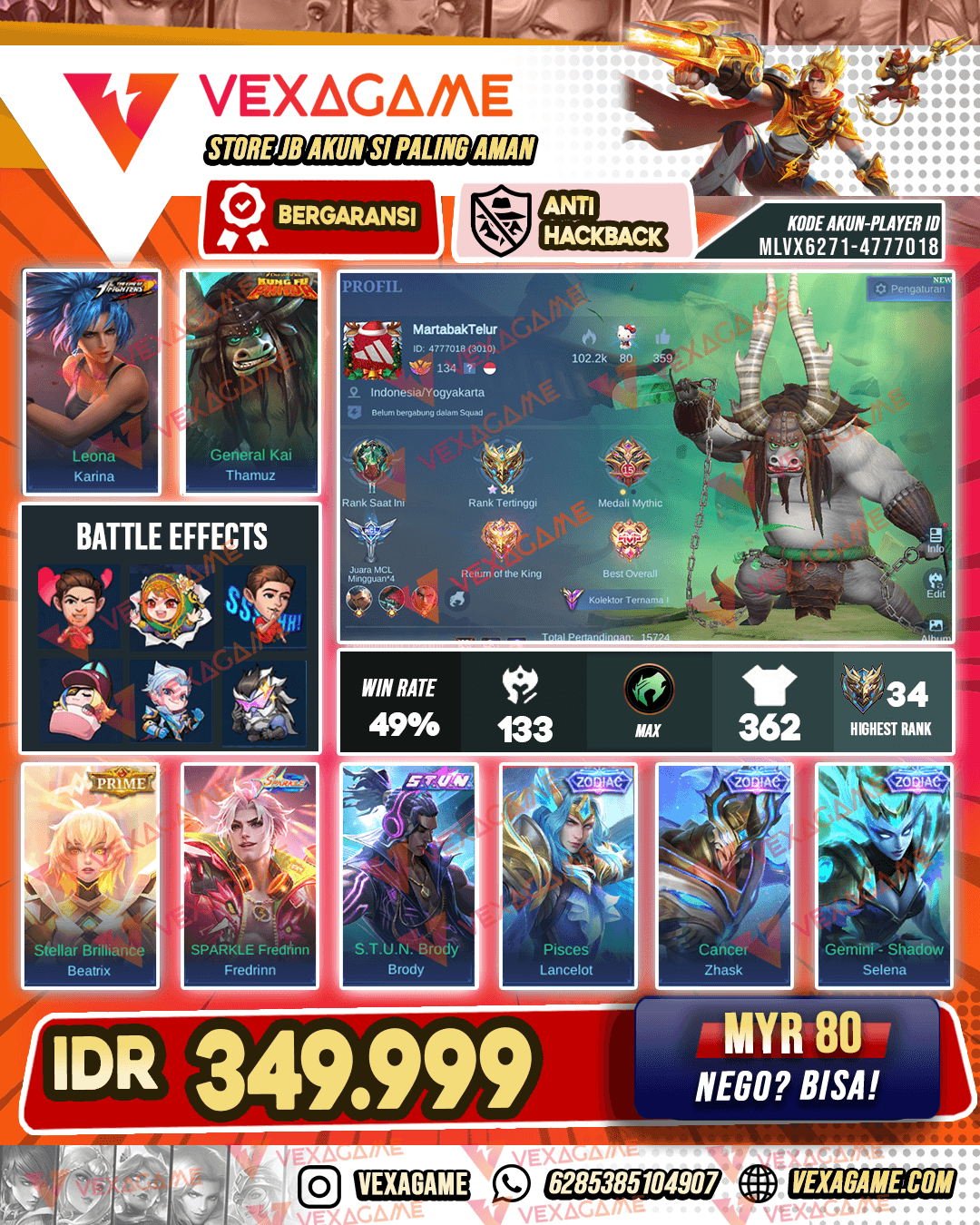 Thamuz Kungfu Panda | Beatrix Prime | Fredrinn Sparkle | Brody STUN | 3 Zodiac | Emblem & Hero MAX