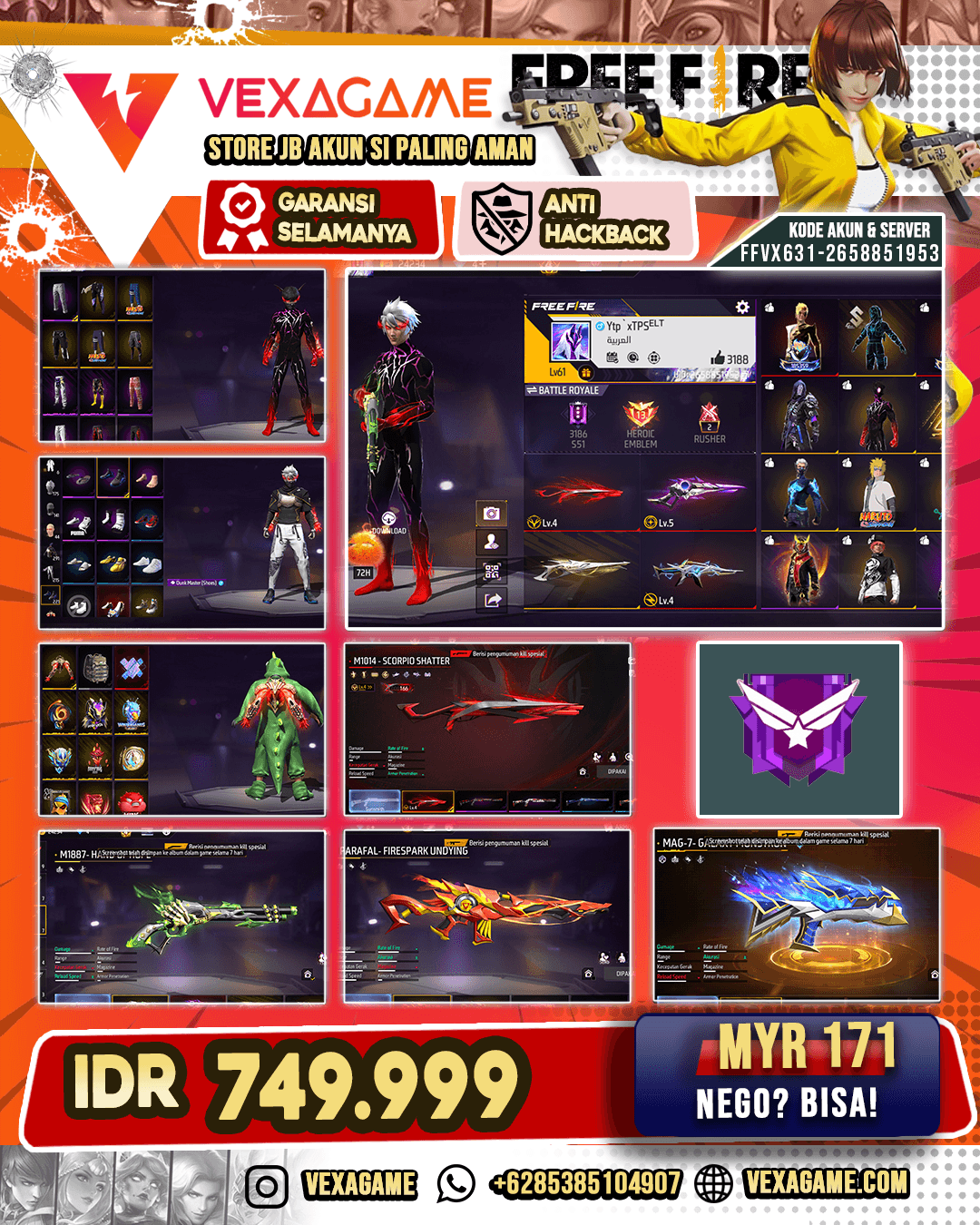 EVO SG OTW MAX | SG GURUN | SG LUMUT | SG TEROMPET | EVO TINJU MAX | EVO SG PANJANG | EVO XM8  | MAG7 GALAXY | MP 40 INCUBATOR | BUNDLE VOID | VAULT 290+