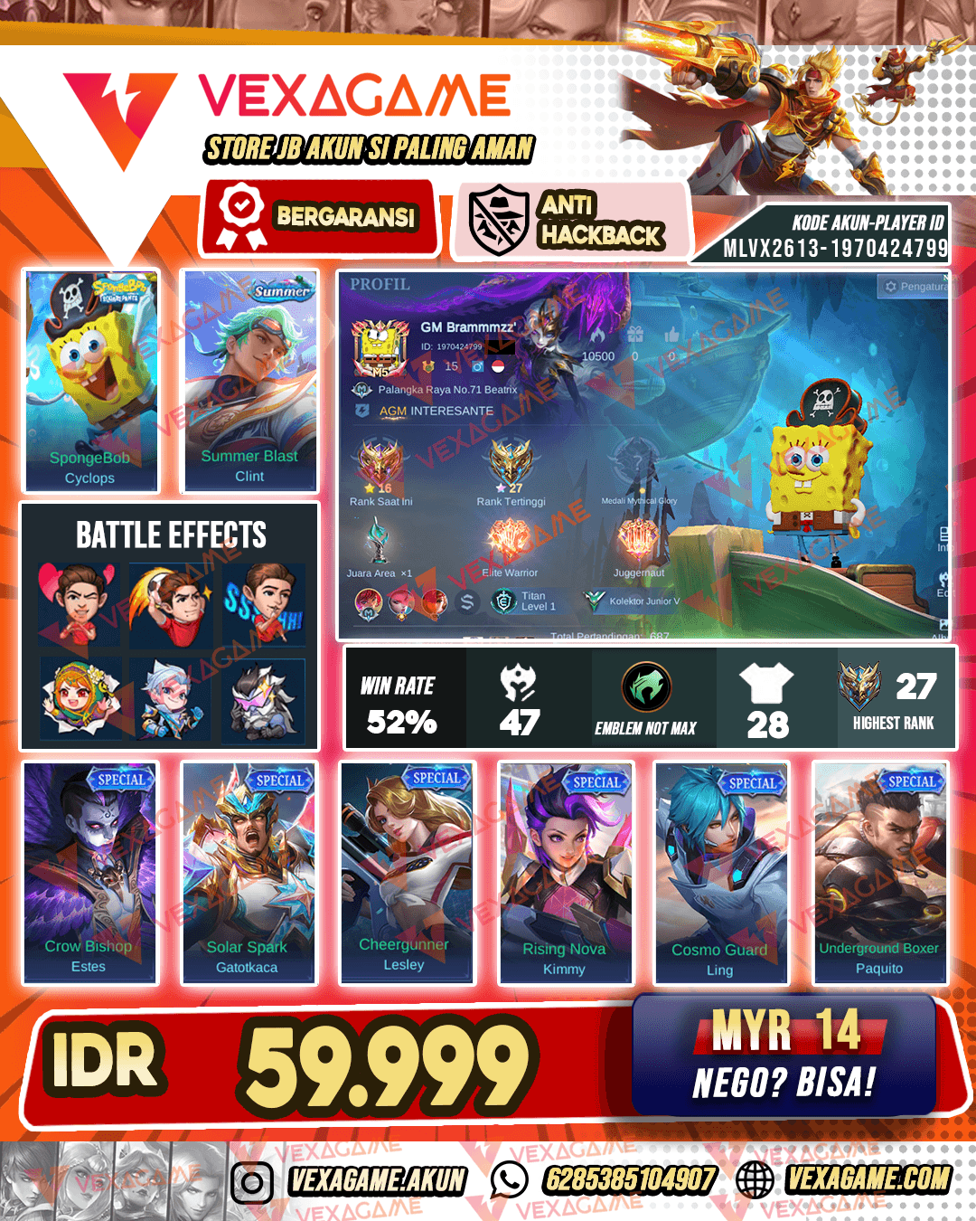 Cyclop Spongebob | Akun murah