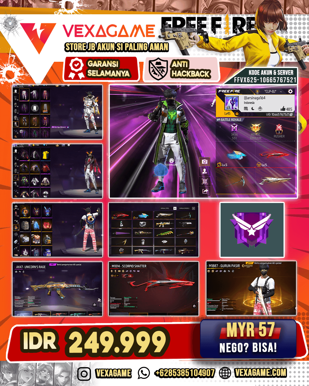 SG GURUN | EVO SG SCORPIO OTW MAX | EVO TINJU MAX | AK47 UNICORN | VAULT  50+
