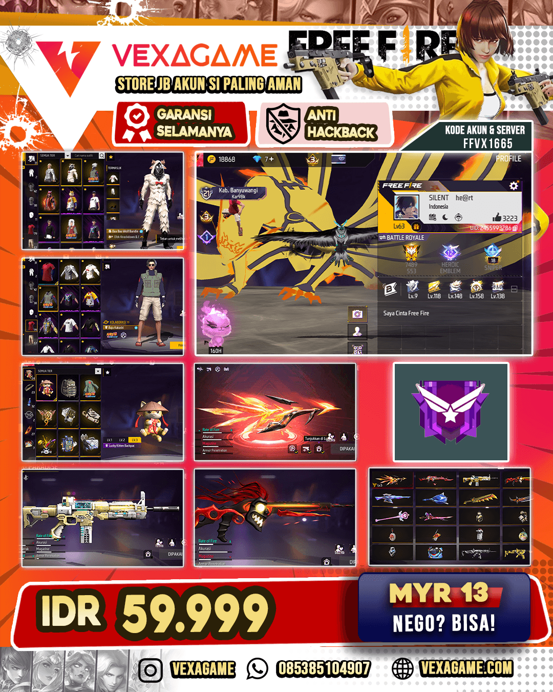 Kakashi ON | Wolf Bundle ON | AUG Blazing Fracture Lv 5 | AK47 Unicorn's Rage | SCAR Paradise |