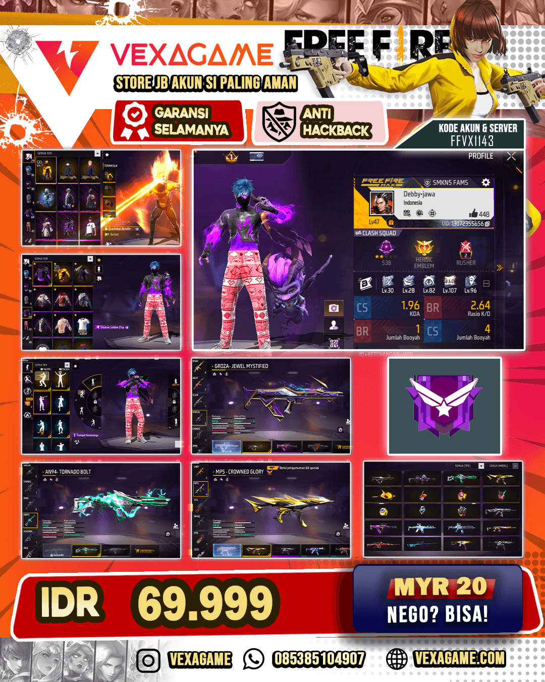 Quackman Bundle | Shadow Soldier Top | Pink Dream Pants | Groza Jewel Mystified | SCAR Shadow of Scars | AN94 Tornado Bolt | MP5 Crowned Glory