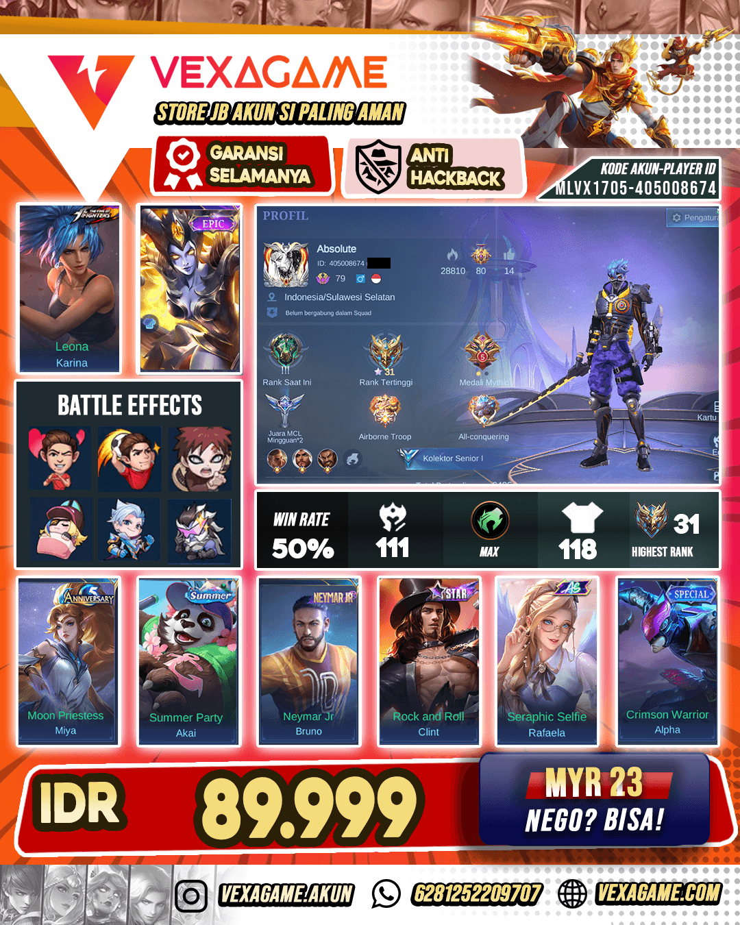 Irithel Epic X Karina KOF | Akun Murah