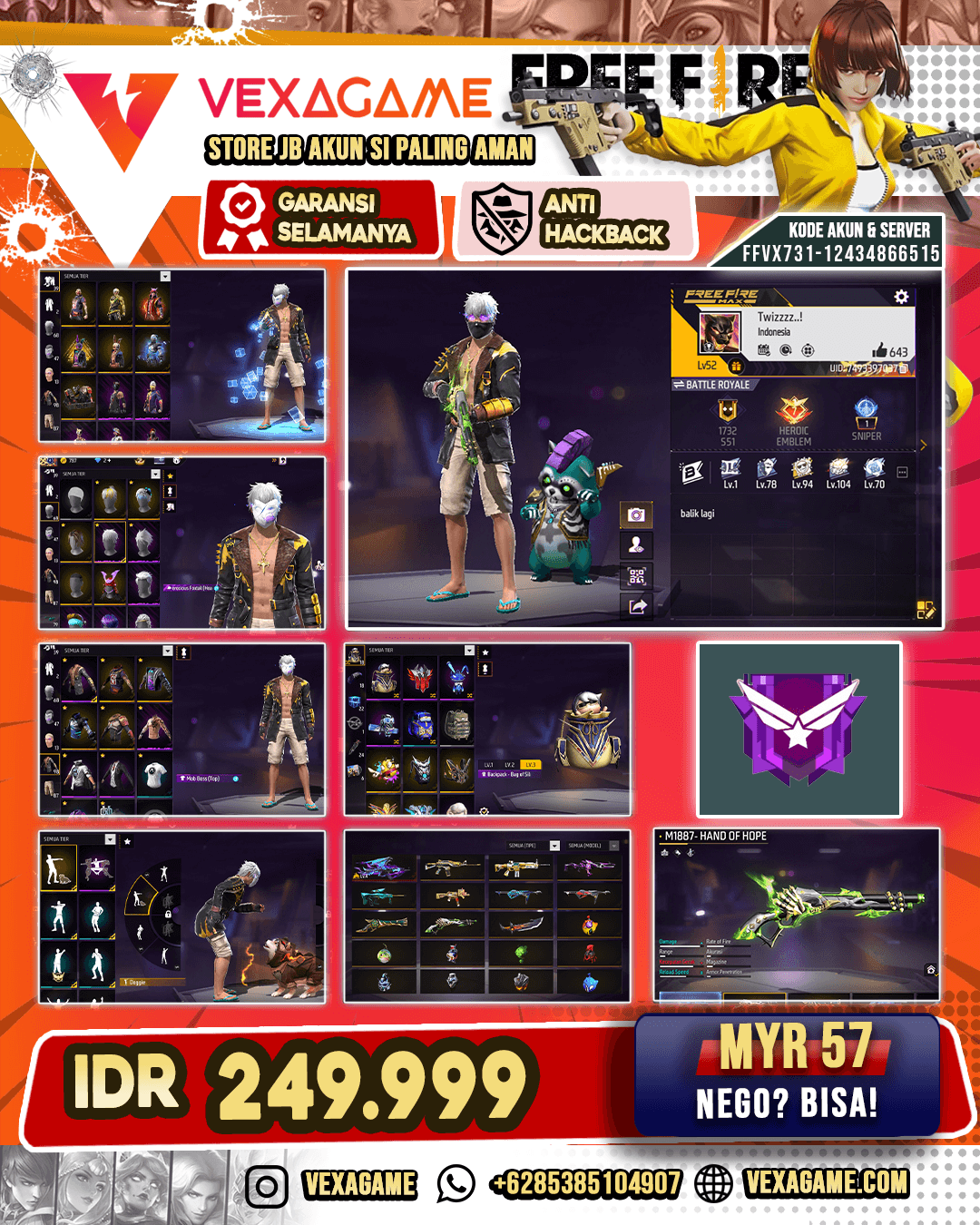 Bundle Bunny | SG Lumut | SG Terompet | AK47 Blue Flame Draco Lv 4 | SCAR Paradise |