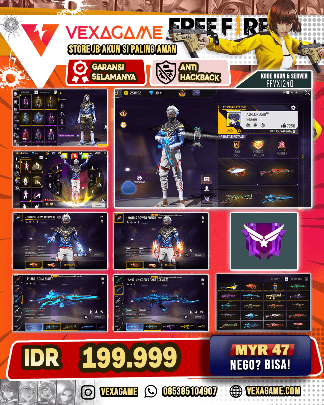 ( EMAIL PEMULIIHAN JADI TGL 20 ) TINJU RAMPAGE | SG AQUA | SG TROMPET |  AK47  ICE AGE  | VAULT 250+