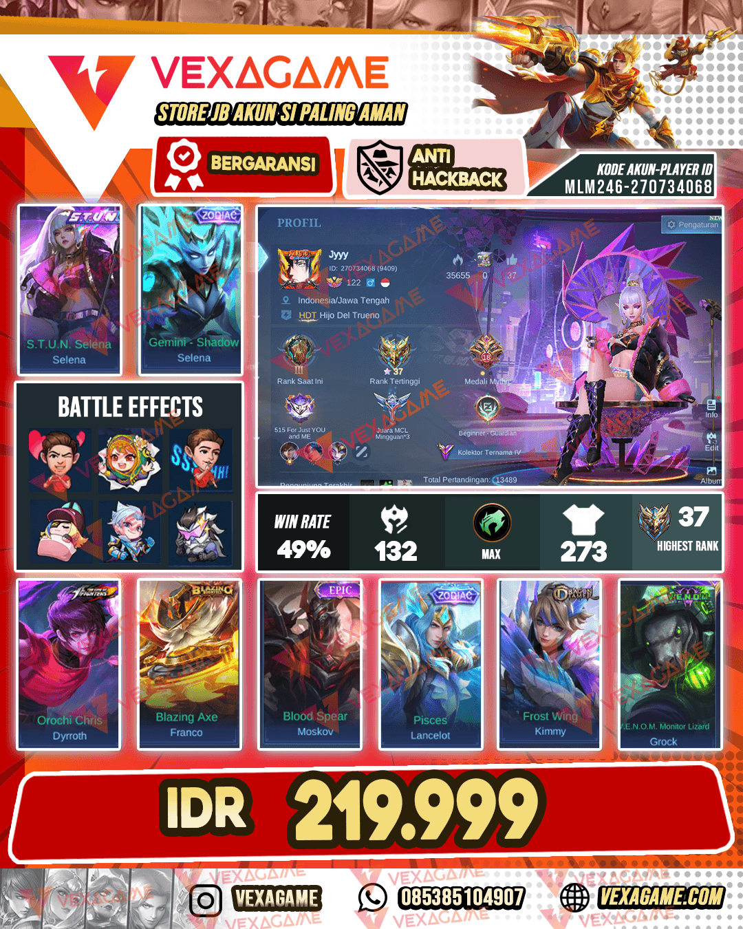 Selena STUN X Selena Zodiac | Dyrroth KOF  | Emblem MAX
