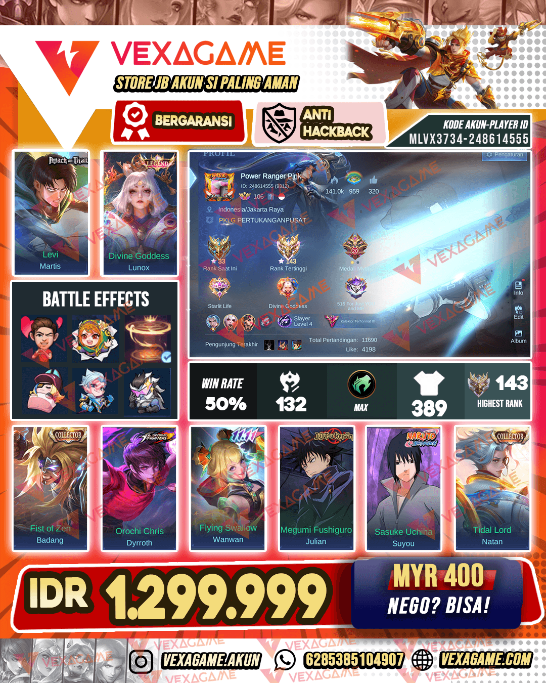 Lunox Legend | Martis AOT | 4 CC | suyou Sasuke | Julian JJK