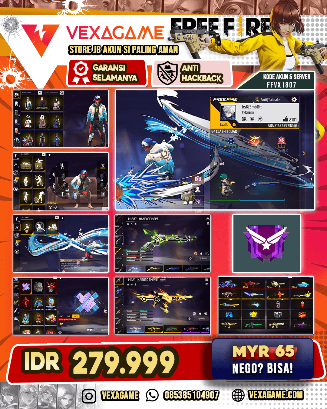 4 EVO | Vault 200++ | Animasi Lobby ON | Emote Raja