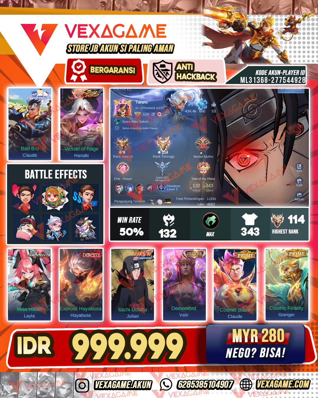 1 Legend | Hanabi Soul Vessel | Julian Itachi | Hayabusa Exorcist | Claude Sanrio | Valir CC