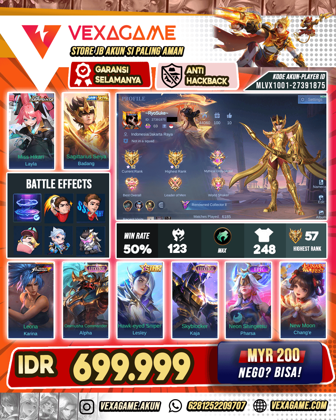 Badang Saint Seiya GOLD X Layla Aspirant Recal Tass Tass Biru