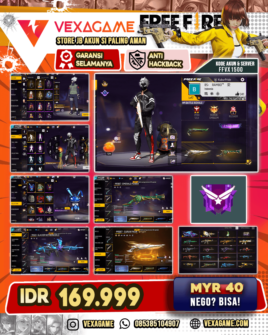 Kakashi ON | Celana Angel | M4A1 Stormy Ascent | SG Gurun X SG Terompet | M1873 Emerald Blaze