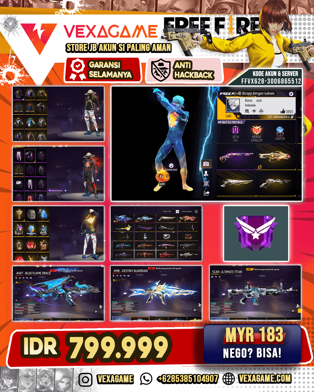 EVO XM8 MAX | EVO AK47 OTW MAX | SG REAPPER | SG LUMUT |  SG GURUN | TROGON RUBY SHOT | VAULT 250++