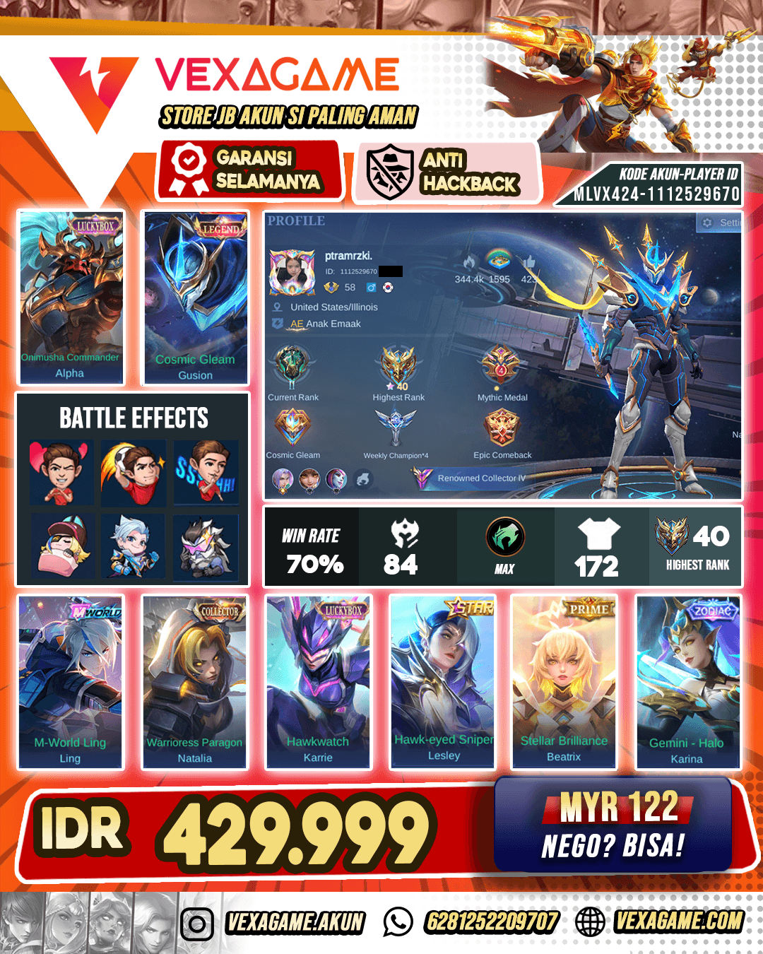 Gusion Legend Murah