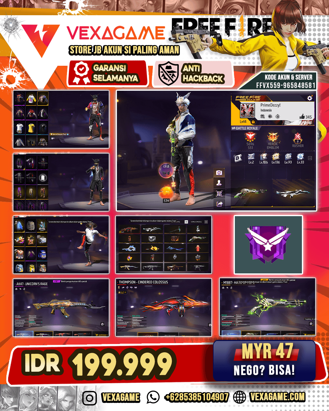 THOMPSON CINDERED COLOSSUS LV.3 | AK47 LAVA | M1887 HA |  PARAFAL SILUMAN ELANG