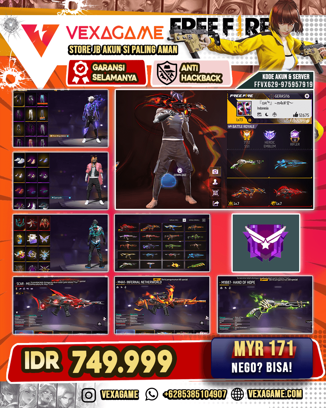 EVO SCAR MEGALODON MAX | EVO THOMPSHON MAX | SG LUMUT | SG AQUA | AUG CYBER BOUNTY | AK47 LAVA | TINJU HAILSTONE | VAULT  450++