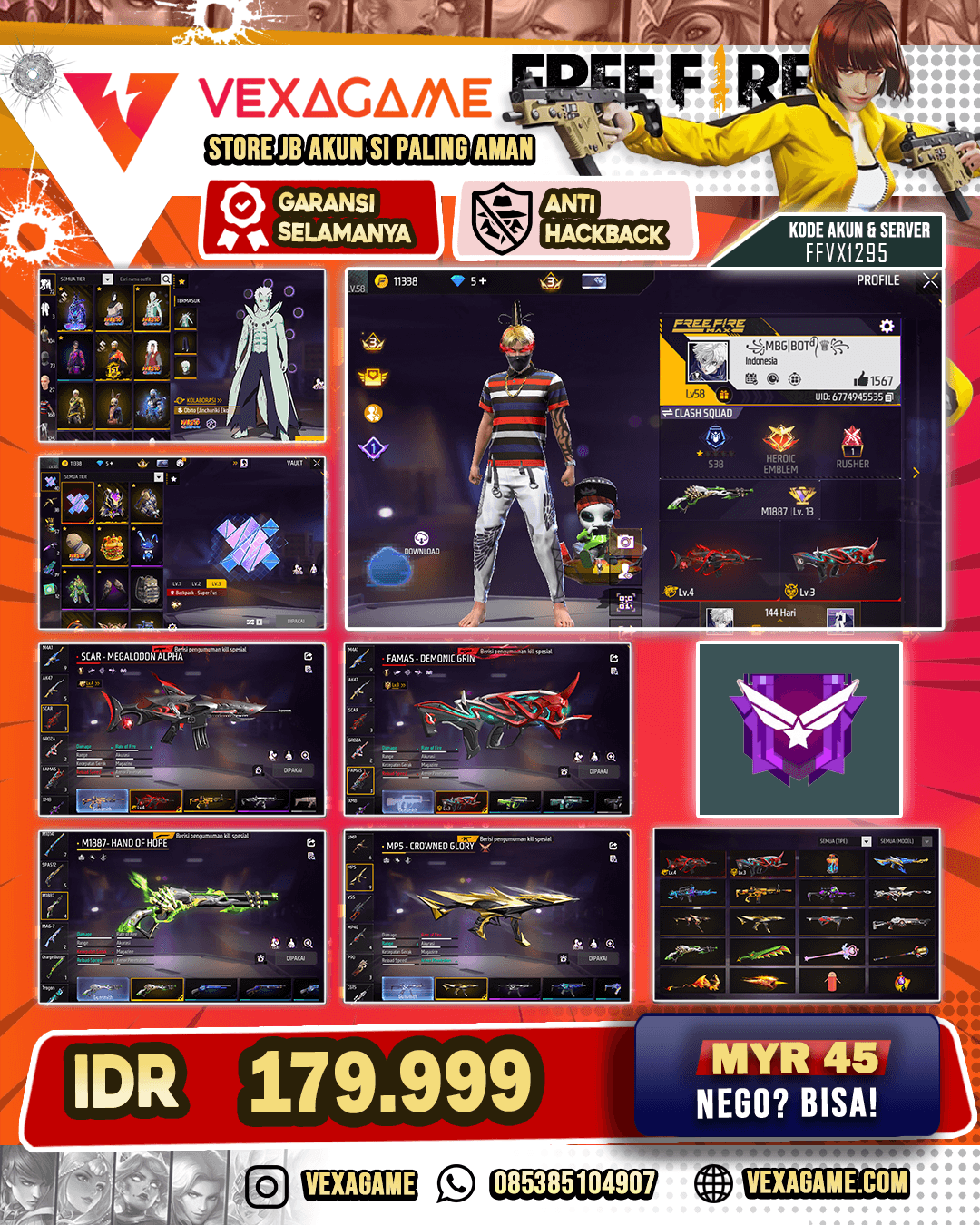 SG LUMUT |  SCAR MEGALODON ALPHA  LV 4 | FAMAS DEMONIC GRIN LV 3 | M4A1 STORMY ASCENT | VAULT 150+