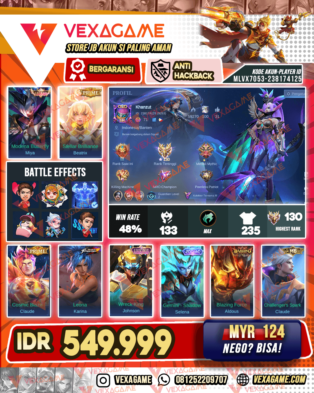 Miya Legend | 2 Prime | Johnson Luckybox | | Emblem MAX & Hero MAX | Ex Immortal | Recall TLPH