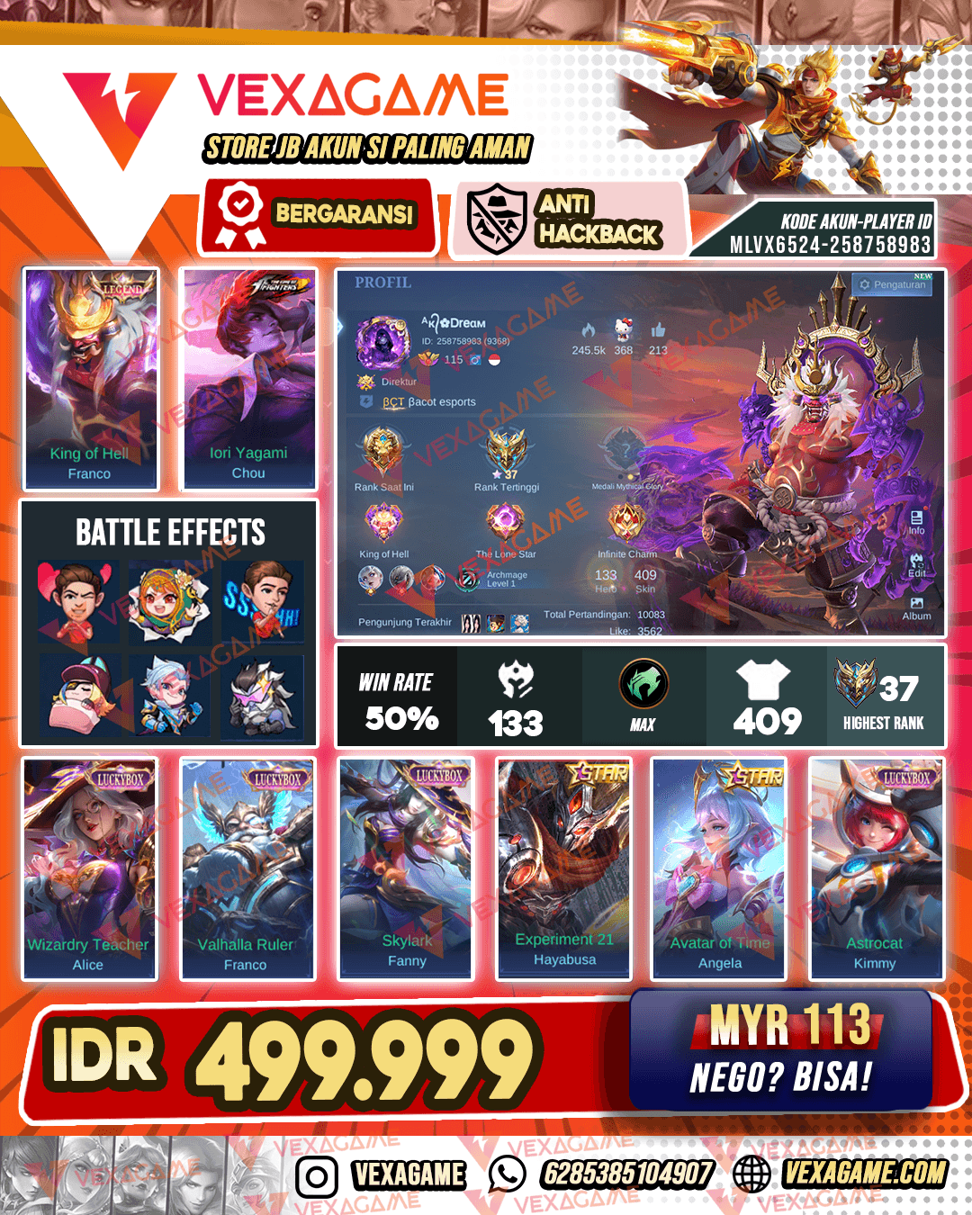 Franco Legend X Chou KOF X 4 Luckybox  | Emblem MAX & Hero MAX \