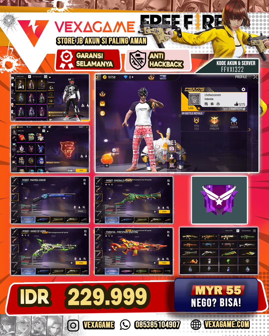 SG 3 RASA (TEROMPET-LUMUT-MAMBA) | SCAR PARADISE | AK47 UNICORNS RAGE (GOLDEN ERA) | PARAFAL FIRESPARK UNDYING | VAULT 100+