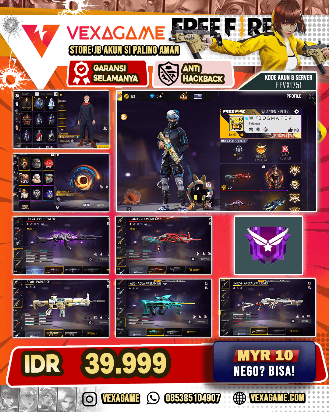 Bundle Yuji Itadori | 2 EVO | SCAR Paradise | AUG Aqua Firetaming | SG Apocalytpic Dark