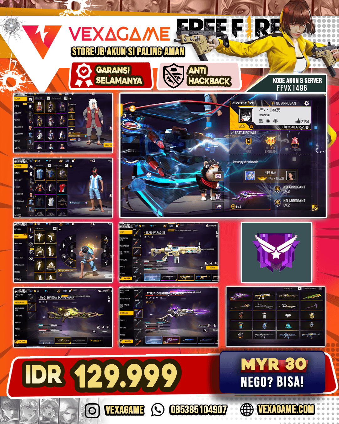 Bundle Jiraiya | SG Sterling Conqueror | M60 Shadow Earthshaker | SCAR Paradise
