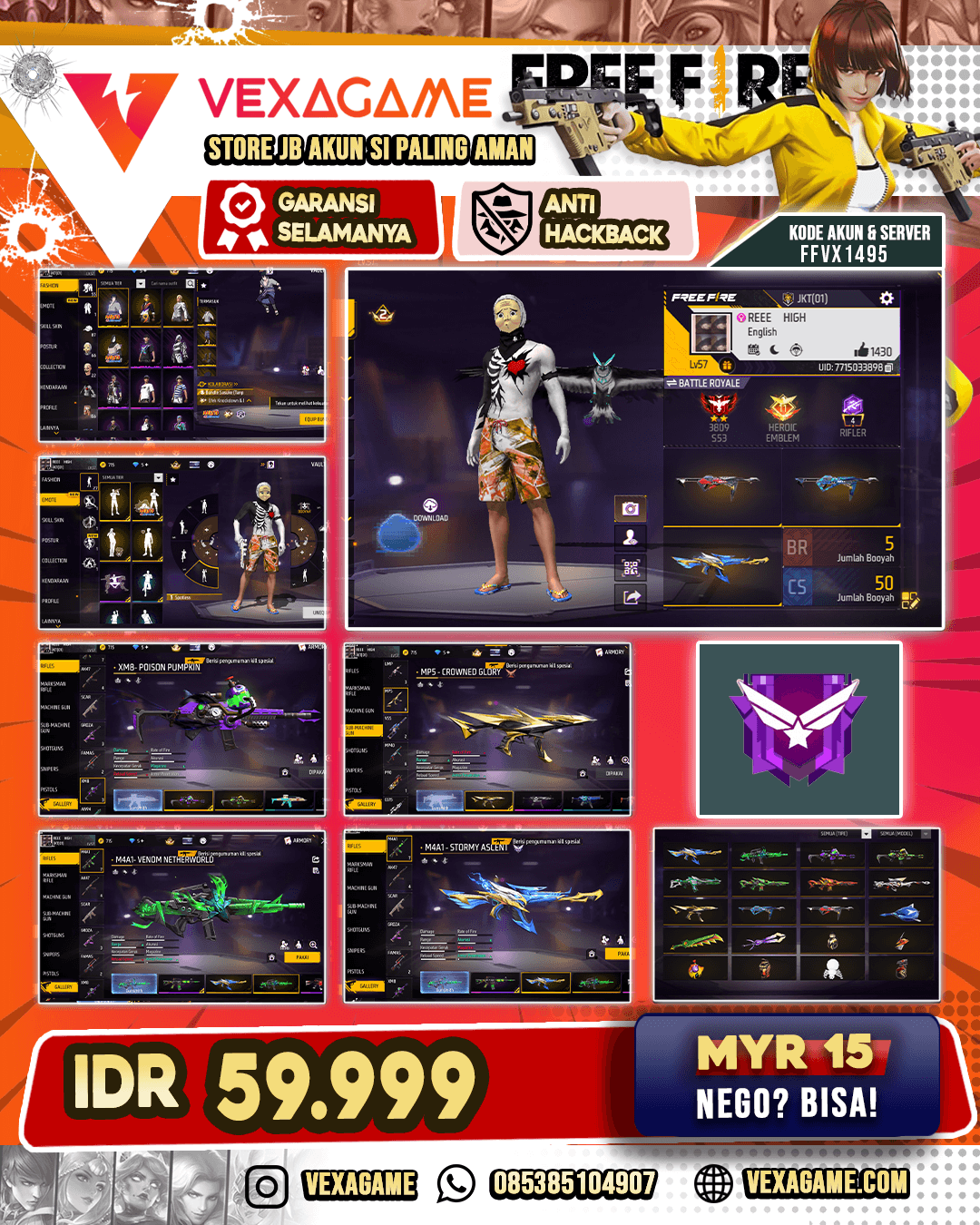 Bundle Sasuke | Celana Angel | M4A1 2 Rasa | XM8 2 Rasa | MP5 Crowned Glory