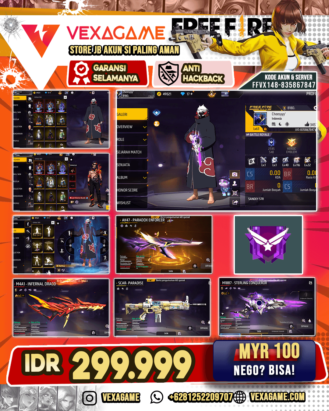 Midnignt Watcher Bundle X Midnight Vanguard Bundle X Galactic Bunny Bundle  | 3 Backpack Sayap | SG Sterling Conqu Lv MAX