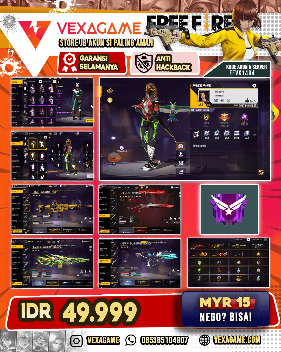Omnireptile Backpack | Celana Angel | MAC10 Silver Irisdescence | SCAR Golden Strike | Parafal Windrift Undying | SG Scorpio Shatter Lv 2
