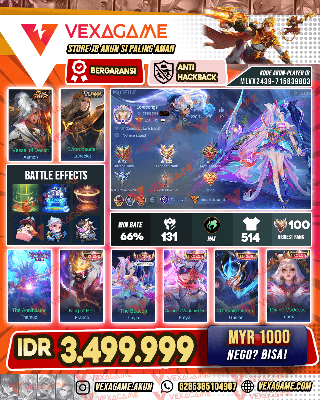 5 Legend | 2 skin 11.11 | Aamon Soul Vessel | Lancelot Dawning